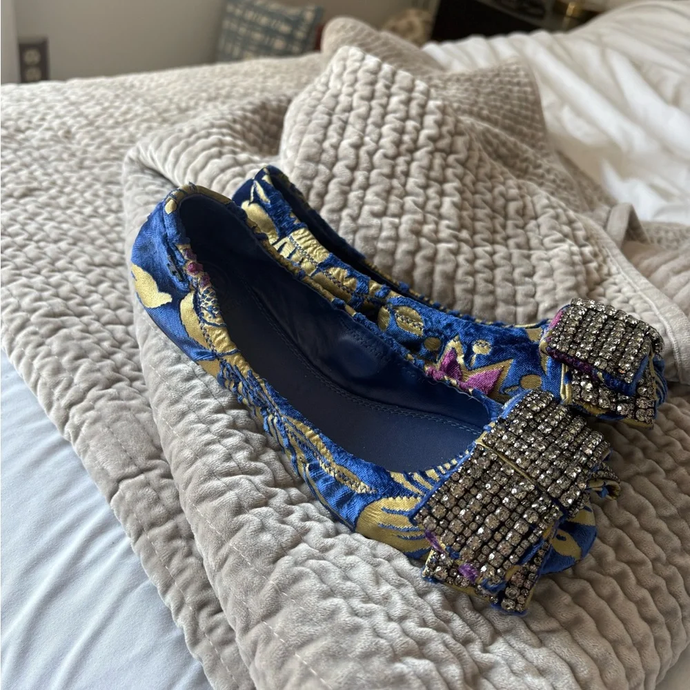 Tory Burch Viola Rare Embellished Bow Ballet Flat